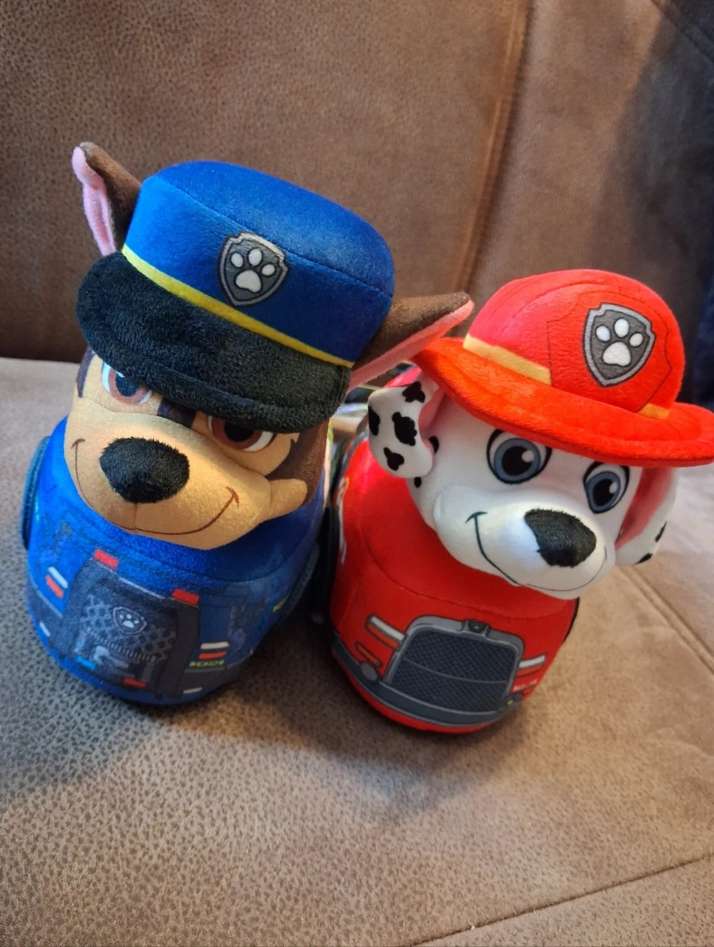 Paw Patrol Plush Rescue Dog Kids Slippers Blue & Red Size 7-8